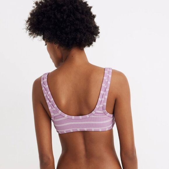 Women's New With Tags Size Small Madewell Ribbed‎ Pullover Striped Bikini Top - Picture 5 of 13